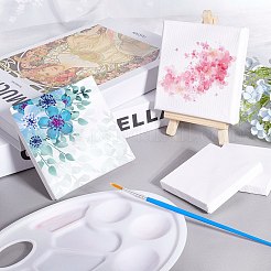塗装用品  空白のキャンバス付き  リネンで覆われた木で下塗りされたフレームと造形芸術のブラシペンの値のセット  ミックスカラー  7.2x7.2x1.15cm&nbsp;AJEW-NB0001-79A