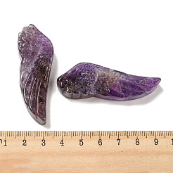 天然石アメジストペンダント  彫刻された翼のチャーム  56~59x19~22x7~10.5mm  穴：1.3mm&nbsp;G-M417-05G