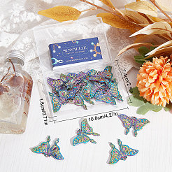 20個の合金ペンダント  カドミウムフリー＆ニッケルフリー＆鉛フリー  蝶  虹色  32x47x3mm  穴：2.5mm&nbsp;FIND-SC0004-20