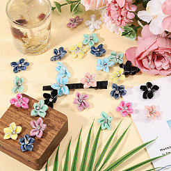 40色のベルベットと樹脂ラインストーンカボション10個  花  ミックスカラー  20~23x25~26x7mm  4個/カラー&nbsp;FIND-CA0011-27