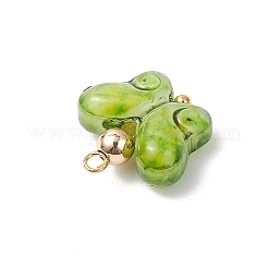 真鍮製ガラスチャーム  蝶  ミックスカラー  14x14x5.5mm  穴：1.8mm&nbsp;PALLOY-JF04531