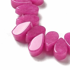 天然石ホワイトジェイドビーズ連売り  染め  ティアドロップ  トップ掘削  カメリア  9~10x5~5.5x3.5~4mm  穴：0.7mm  約40~48個/連  7.09~7.28''（18~18.5cm）。&nbsp;G-B064-B56
