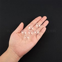 丸い手作り吹きガラスグローブボールボトル  ガラスバイアルペンダント作り用  透明  20mm  穴：4mm  10mm  プラスチックビーズ容器：11.5x11.5x3.5cm&nbsp;BLOW-PH0001-08