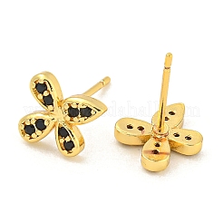 Rack Plating Brass Micro Pave Clear Cubic Zirconia Stud Earrings&nbsp;EJEW-N055-02G-05-RS