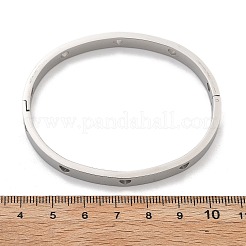 女性用中空ハート 304 ステンレススチール バングル  ステンレス鋼色  内径：2x2-3/8インチ（5.05x6.05cm）&nbsp;BJEW-Z092-11P