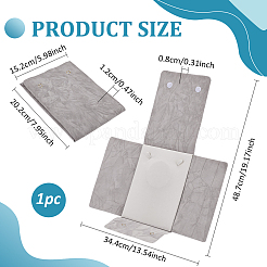 ポータブル旅行用ベルベットパールネックレスフラップキャリングケース  長方形  ライトグレー  20.2x15.2x1.2cm&nbsp;TP-WH0025-01C