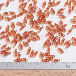 MIYUKIクォーターティラビーズ  日本製シードビーズ  2穴  （qtl257)透明トパーズab  5x1.2x1.9mm  穴：0.8mm  約480PCS /ボトル  10 G /ボトル&nbsp;SEED-JP0008-QTL257