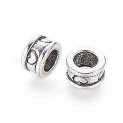 チベット風合金ヨーロピアンビーズ  大穴ビーズ  コラム  アンティークシルバー  8x4.5mm  穴：4.5~5mm&nbsp;LS-LF10451Y