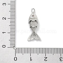 Fish Rack Plating Brass Micro Pave Cubic Zirconia Pendants&nbsp;KK-Z071-72A-01P