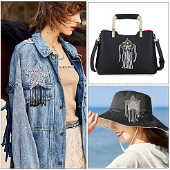 4Pcs 4 Style Star with Glass Bead Tassels Appliques&nbsp;DIY-BC0006-54