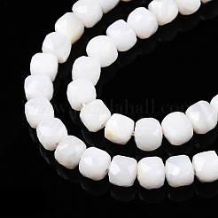 天然ホワイトシェルビーズ連売り  多面カット  キューブ  4~5x4~5x4~5mm  穴：0.8mm  約92~105個/連  14.96~15.35インチ（38~39cm）&nbsp;SSHEL-N038-60
