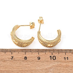 Brass Micro Pave Clear Cubic Zirconia C-Shaped with Oval Stud Earrings&nbsp;EJEW-B153-17G-01