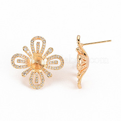 Brass Micro Pave Clear Cubic Zirconia Stud Earring Findings&nbsp;KK-S356-250-NF