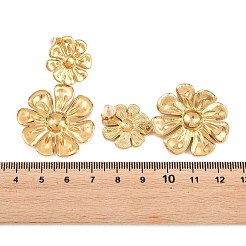 バレンタインデー 304 ステンレススチール ダングル スタッド イヤリング  花  ゴールドカラー  53x32mm&nbsp;EJEW-C183-03G