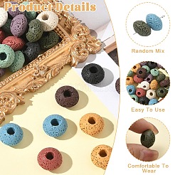 40Pcs 10 Colors Natural Lava Rock European Beads&nbsp;G-YW0003-01