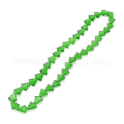 クリアガラスビーズ連売り  クリスマスツリー  グリーン  15.5~16x14.5~15x4.5~5mm  穴：1mm  約40個/連  25.20~25.59（64~65センチメートル）&nbsp;X-EGLA-C002-A05