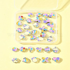 33個 11スタイル CCB プラスチック大穴ビーズ  エナメル  ミックスカラー  10~13x11.5~12x6.5~8mm  穴：4mm  3個/スタイル&nbsp;DIY-FS0006-72