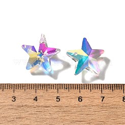 ガラスチャーム  スター  ABカラー  多面カット  クリアAB  17x18x8.5mm  穴：1.4mm&nbsp;X-GLAA-I057-02C