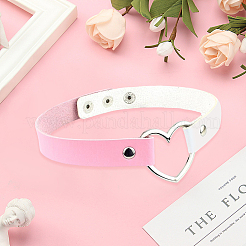 Adjustable Gothic Two Tone PU Leather Alloy Heart Choker Necklaces for Women&nbsp;NJEW-WH20816-007P-E