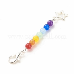 Chakra Theme Natural & Dyed Malaysia Jade Beaded Pendant Decorations&nbsp;HJEW-JM00642-02