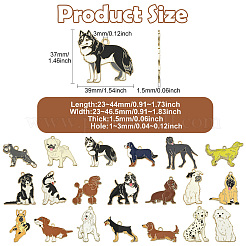 合金エナメルペンダントセット  犬のチャーム  ゴールドカラー  ミックスカラー  23~44x23~46.5mm  穴：2.5mm  20個/セット&nbsp;ENAM-CJC0013-24