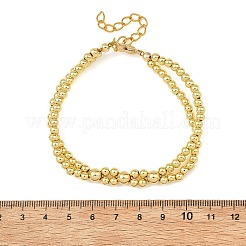 ラックメッキ真鍮ビーズ二重レイヤーブレスレット（女性用）  ラウンド  18KGP本金メッキ  7.48インチ（19cm）&nbsp;BJEW-JB14138
