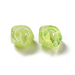UVメッキレインボー虹色アクリルビーズ  ナゲット  緑黄  18.5x15x13.5mm  穴：1.4mm&nbsp;PACR-M002-07F