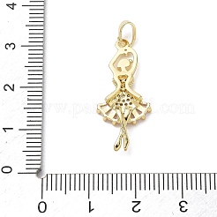 真鍮マイクロパヴェピンクキュービックジルコニアペンダント  バレリーナチャーム  ゴールドカラー  27.5x12x4.5mm  穴：4.5x3mm&nbsp;CU-CBA5CBE-01G