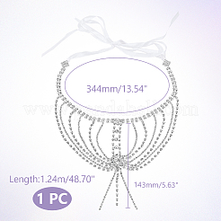 ラインストーンのシングルショルダーチェーン  合金のパーツと  衣服の装飾  プラチナ  1237mm&nbsp;AJEW-WH0009-72