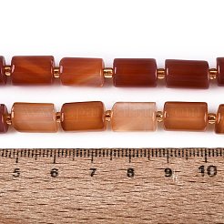 天然石瑪瑙ビーズ連売り  染め  コラム  シードビーズで  チョコレート  11.5~13x7.5~8.5mm  穴：1.2~1.5mm  約27~28個/連  14.37~15.16インチ（36.5~38.5cm）&nbsp;G-N362-20A-06