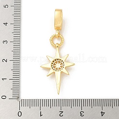 Brass Micro Pave Clear Cubic Zirconia Sun European Dangle Charms&nbsp;KK-U044-05G