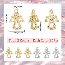 20PCS 2Colors Brass Micro Pave Cubic Zirconia Charms&nbsp;KK-SC0004-51