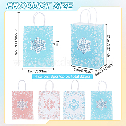 32Pcs 4 Colors Christmas Snowflake Printed Paper Storage Tote Bags&nbsp;ABAG-BC0001-65