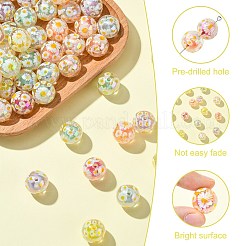 メッキクリアアクリルビーズ  二層ビーズ  デイジーと丸い  ミックスカラー  15mm  穴：2mm&nbsp;TACR-CJC0001-12