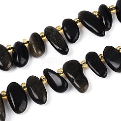 Natural Golden Sheen Obsidian Beads Strands&nbsp;G-Z091-A39