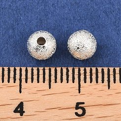 真鍮ビーズ  テクスチャラウンド  銀  5x4.5mm  穴：1.4mm&nbsp;KK-H250-04B-S