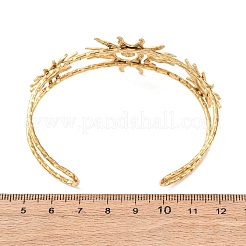女性用304ステンレススチールカフバングル  太陽  ゴールドカラー  1-1/4インチ（3.3cm）  内径：2x2-1/2インチ（5x6.35cm）&nbsp;BJEW-C141-01G