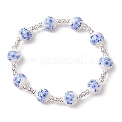 Electroplate Non-magnetic Synthetic Hematite Round Bead Strecth Bracelets for Women&nbsp;BJEW-JB11600-02