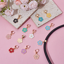 12Pcs Alloy Enamel Flower Stethoscope Pendant Decorations&nbsp;HJEW-OC00205