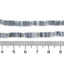 手作りランプワークビーズ連売り  シードビーズ付き長方形  銀  10~11x4.5x4mm  穴：0.8mm  約32~33個/連  15.94''（40.5センチメートル）&nbsp;LAMP-Q037-01B-08