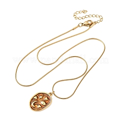 Brass Enamel Pendant 304 Stainless Steel Round Snake Chain Necklaces for Women&nbsp;KK-CBA3D94-01B-G
