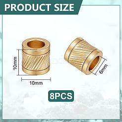 304ステンレススチール製艶出しヨーロピアンビーズ8個  大穴ビーズ  コラム  ゴールドカラー  10x10mm  穴：6mm&nbsp;STAS-UN0065-07G