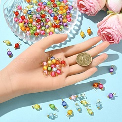 ビーズペンダントの透明アクリルビーズ100個  黄金色の鉄のループ  ミックスカラー  双円錐形  15mm  穴：3mm&nbsp;PALLOY-YW00078-01