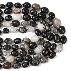 Natural Tourmalinated Quartz Beads Strands&nbsp;G-G453-D06-01