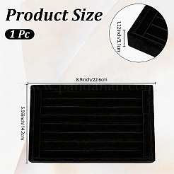 ベルベットリングオーガナイザーディスプレイトレイ  長方形  ブラック  22.6x14.2x3.1cm&nbsp;ODIS-SP0002-20A