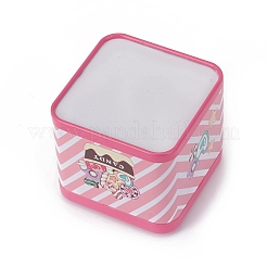 ブリキ収納ボックス  アクセサリー箱  DIYキャンドル用  乾燥貯蔵  スパイス  お茶  キャンディ  パーティーの好意  くるみ割り人形の模様の正方形  ピンク  7.5x7.5x6.5cm&nbsp;CON-G005-C03