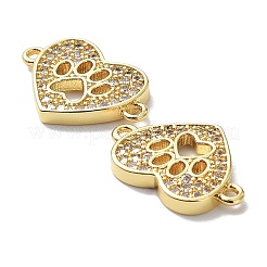 Brass Micro Pave Clear Cubic Zirconia Connector Charms&nbsp;KK-R148-04G
