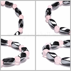 Round Natural Rose Quartz Stretch Bracelets&nbsp;BJEW-G072-3