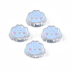 透明なアクリルビーズ  エナメル  雲  ミックスカラー  15x20x8mm  穴：3mm&nbsp;X-ACRC-S039-01