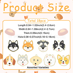 18個9スタイルアロイエナメルペンダント  犬のチャーム  ゴールドカラー  ミックスカラー  24~26x24~27x1.5mm  穴：1.6~1.8mm  2個/スタイル&nbsp;ENAM-YW0006-48